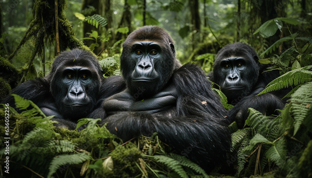 Obraz premium Three Large Male Mountain Gorillas