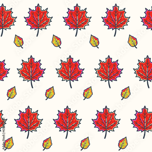 Autumn vibes - cartoon seamless pattern of cute fall of leaves