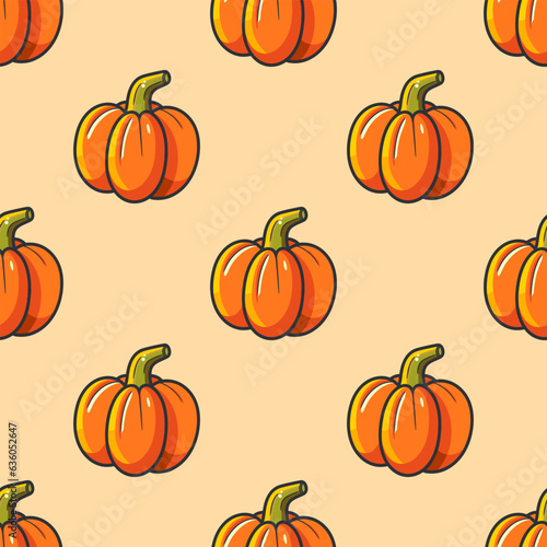 Autumn vibes - seamless pattern of cute cartoonish pumpkins