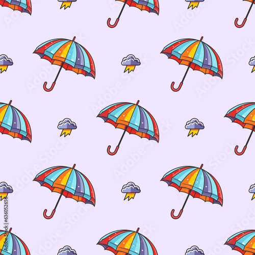 Autumn vibes - rainy day, cute umbrellas and thunderstorm