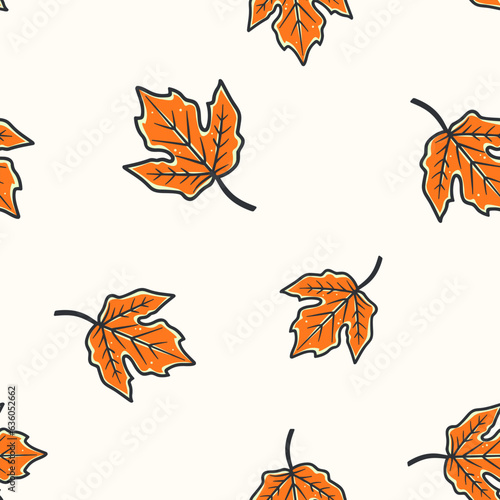 Autumn vibes - cartoon seamless pattern of cute fall of leaves