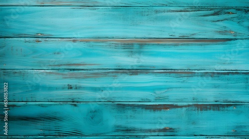 Close up of turquoise painted wooden Planks. Wooden Background Texture 