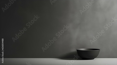 Empty Room in black Colors with Shadows on the Wall. Elegant Studio Background for Product Presentation. 