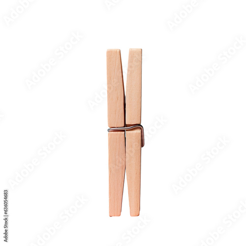 Old wooden clothespin against transparent background