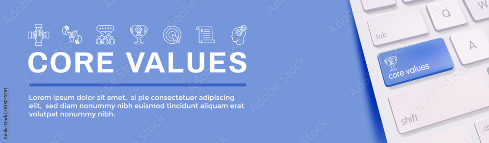 Fototapeta premium Core Values or Mission and Vision Icon Set w Web Header Banner