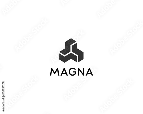 Geometric logo. Abstract Y letter sign. Creative cubes construction icon. Vector illustration.