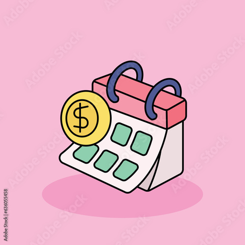 Payroll Calendar Free vector cartoon icon illustration. customer experience icon concept isolated . flat cartoon style