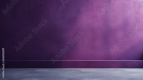 Empty Room in dark purple Colors with Shadows on the Wall. Elegant Studio Background for Product Presentation.
