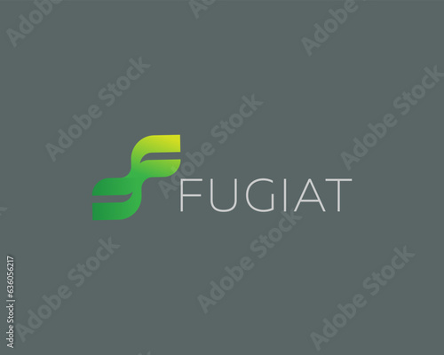 Abstract leaf logo. Creative letter F logotype. Universal park garden sign. Vector illustration.