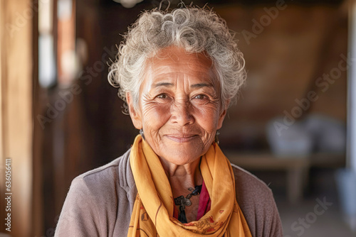 Beautiful old mixed-race woman in her eighties, smiling, expressing positivity and confidence