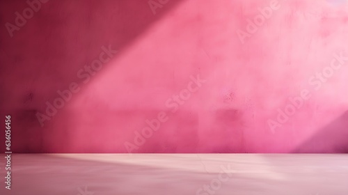 Empty Room in fuchsia Colors with Shadows on the Wall. Elegant Studio Background for Product Presentation. 