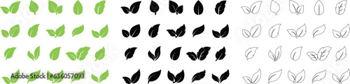 leaf  branch set icon Eco friendly ecology icons. Environmental Leaves  natural  eco  vegan  bio labels vector symbol logo line editable stroke design style isolated white background