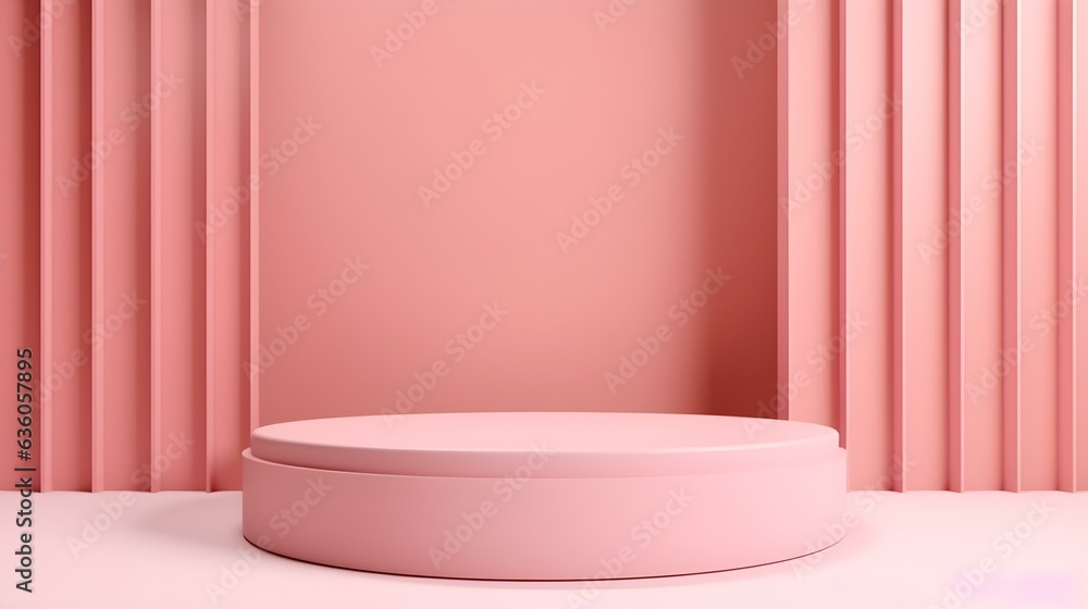 Blush Room with an Empty Podium. Amazing Background for Product Presentation. Blush Room with an Empty Podium. Amazing Background for Product Presentation.
