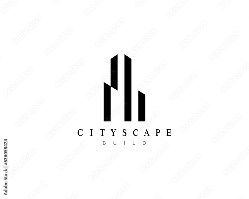 Building, apartment, residence, architecture, construction, skyscraper, cityscape, structure and planning logo design.