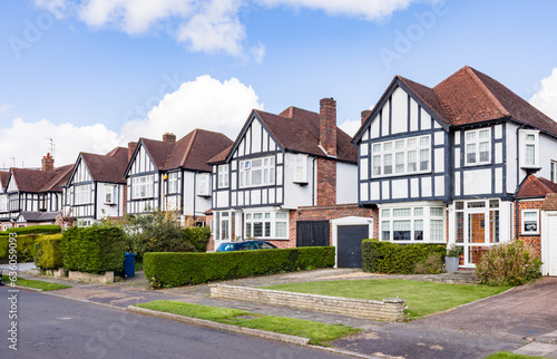 Detached houses on London suburban street, UK photo
