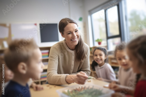A primary school teacher fosters empathy in the classroom and emphasizes the importance of active listening, while they carry out a practical project in a school classroom.