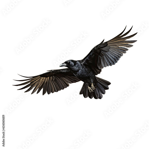 Halloween symbol flying black raven