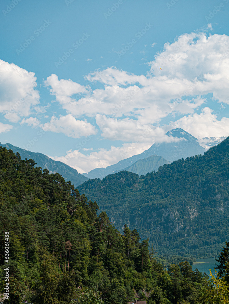 Obraz premium Thunersee with Mountainrange and Eiger North Face in the back