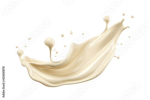 White chocolate wave splash.  Cutout on Transparent