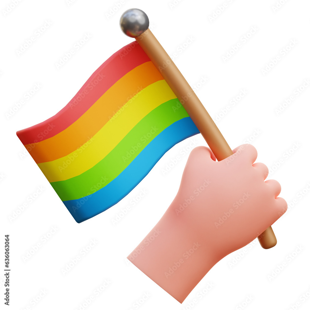 3D Hand Holding LGBTQ Flag Illustration 3D Hand Holding LGBTQ Flag Illustration