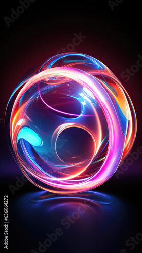 A glowing sapphirecolored sphere pulsing with vibrant waves of color and light. Abstract wallpaper backgroun