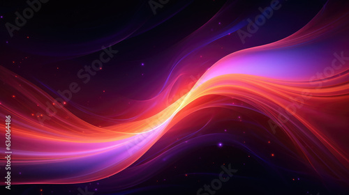 A bright orange and pink neon swirl slowly floating up and down in a starry night sky Abstract wallpaper backgroun