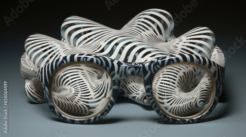 A spirallike array of objects that creates an optical illusion when viewed with 3D glasses. Abstract wallpaper backgroun