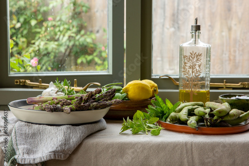 Fresh spring produce indoors. 