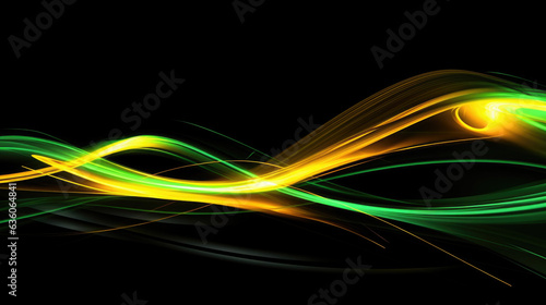 A series of neon flashes alternating between yellow and green streaming across a black background. Abstract wallpaper backgroun