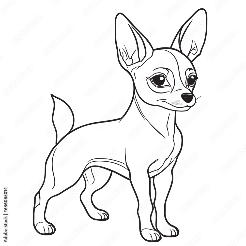 miniature pinscher, coloring book for kids, simple line, coloring book page, simple o, vector illustration line art