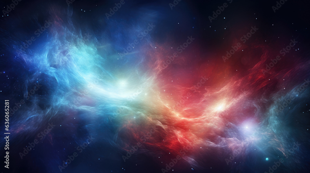 A luminous swirling nebula with starlike points of light in different shapes and shades of color. Abstract wallpaper backgroun A luminous swirling nebula with starlike points of light in different shapes and shades of color. Abstract wallpaper backgroun