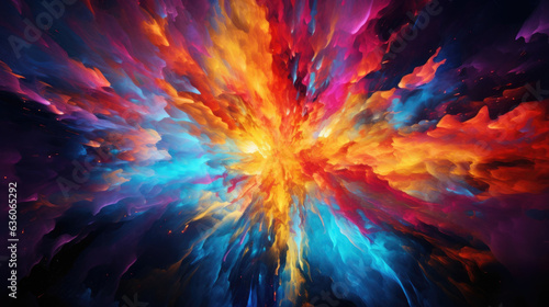 A bright contrasting range of colors that appear to explode in a myriad of sparks and streaks of light. Abstract wallpaper backgroun