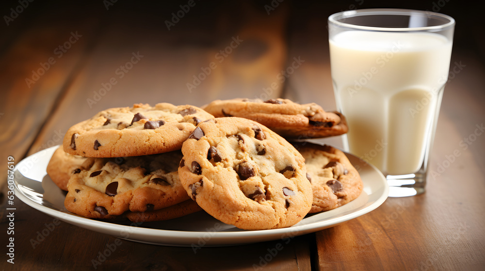 Cookies and glass of milk. Generative AI Cookies and glass of milk. Generative AI