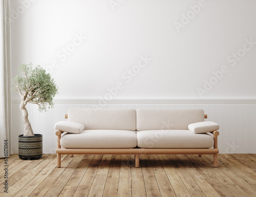 Home mockup, minimalist decorated interior background, 3d render