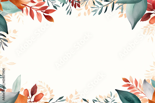 Frame of l colorful leaves with copy space in the center