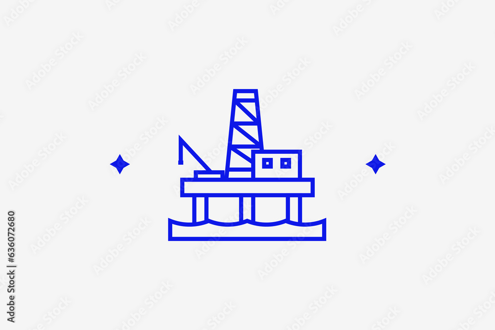 shipyard illustration in flat style design. Vector illustration in trend blue color. 
