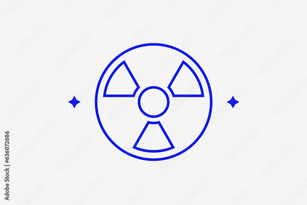  radiation illustration in flat style design. Vector illustration in trend blue color. 
