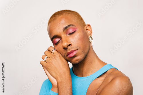 Stylish Gay Man With Trendy Make-up photo