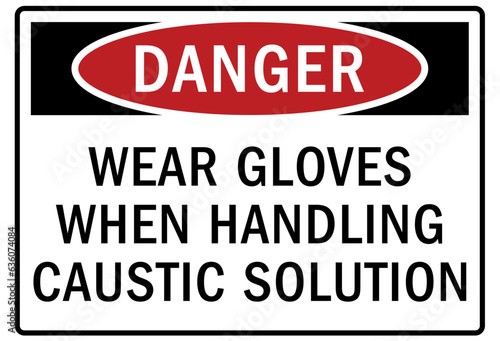 Wear protective gloves sign and labels wear goggles when handling chemicals