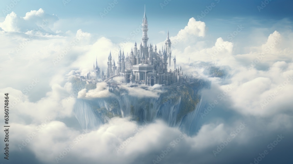 A castle made of clouds floating in the sky A castle made of clouds floating in the sky