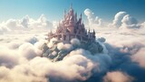 A castle made of clouds floating in the sky