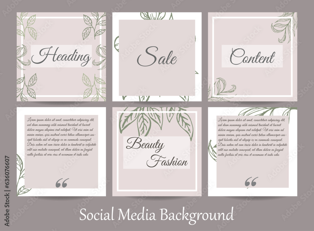 Abstract social media story post feed spring summer floral green background. ripped torn paper texture banner template for beauty, skin care, eco natural make up, food. vector illustration graphic