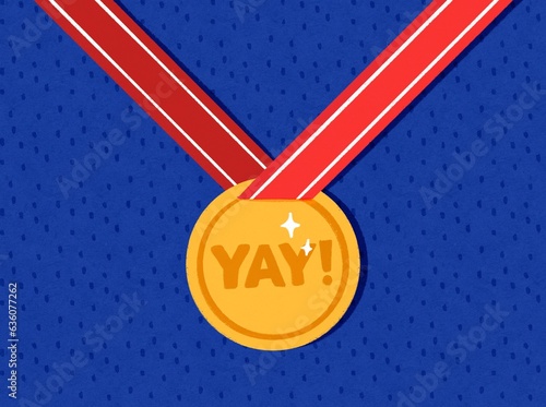 Yay award gold medal. Achievement. photo