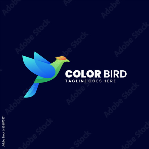 color bird illustration logo design colorful