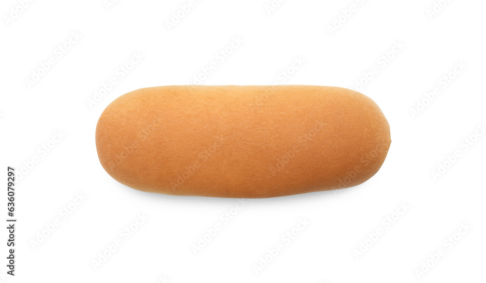 Tasty fresh bun for hot dog on white background, top view Tasty fresh bun for hot dog on white background, top view