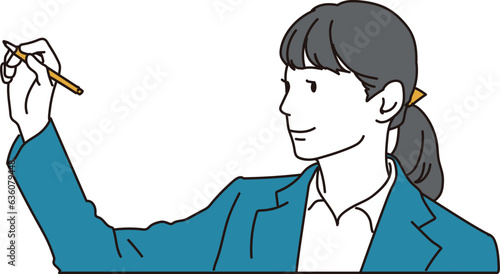説明をするアジア人ビジネスウーマン