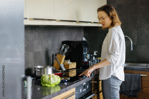 Electric stove prepare cookware culinary home kitchen appliance 