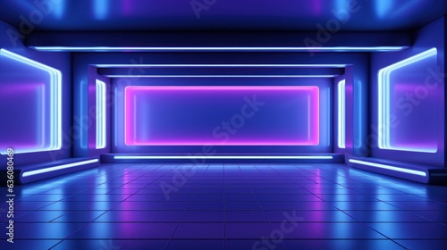 abstract panoramic background with line neon light