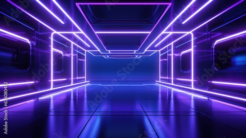abstract interior sci-fi spaceship illuminated corridors interior design  futuristic space neon interior