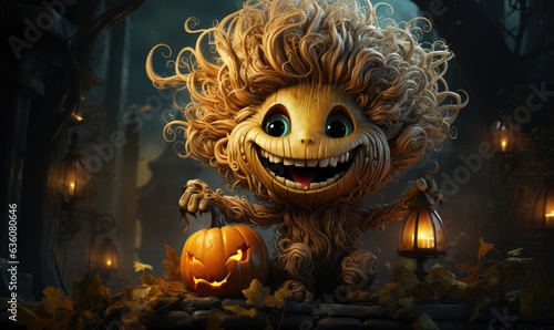 Halloween Background, monsters, witches and pumpkins © Enigma